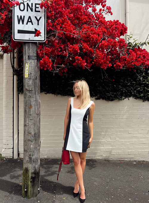 Mini Dress - Black and White