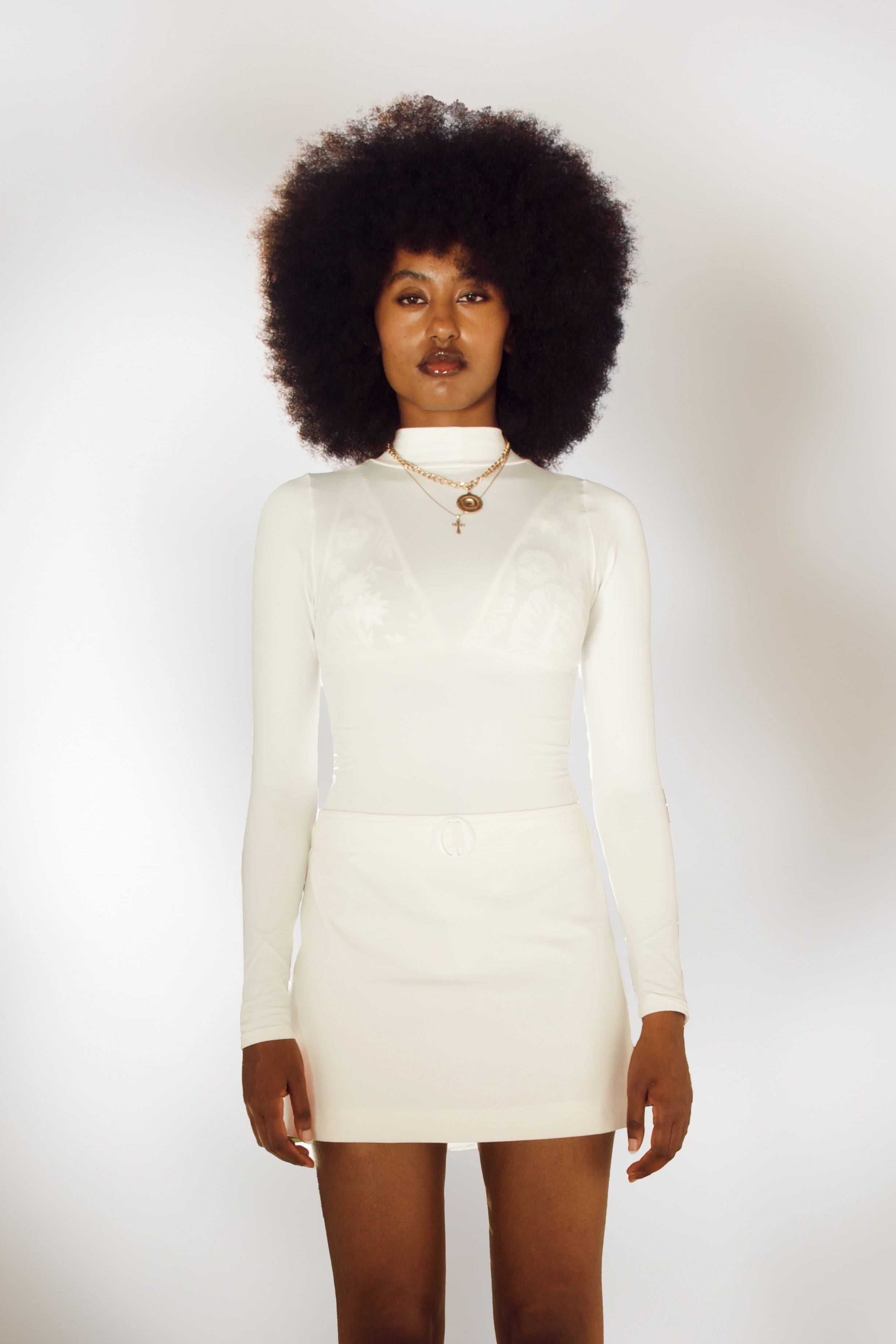 High Neck Skivvy - White