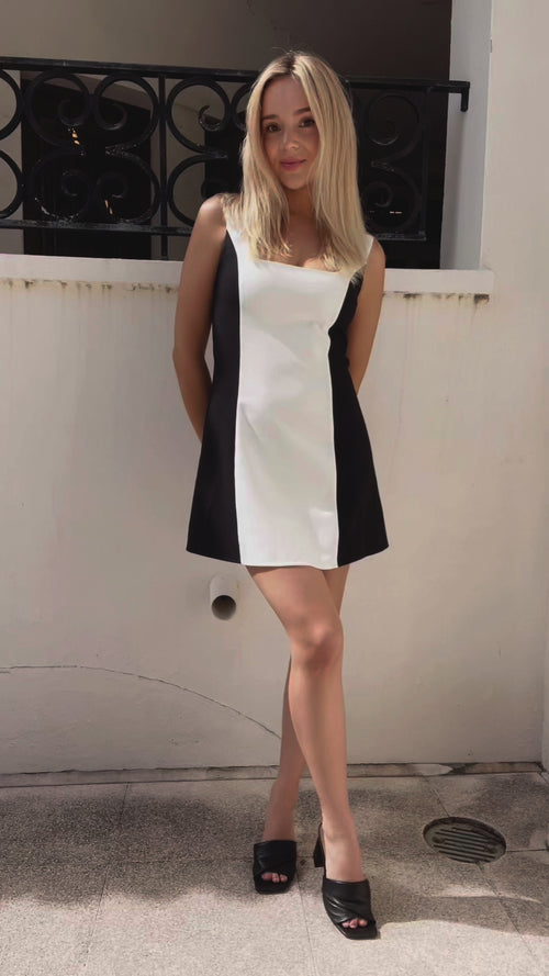 Mini Dress - Black and White